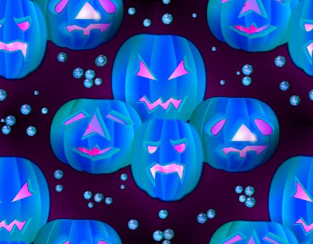 Halloween blue lanterns seamless repeating background