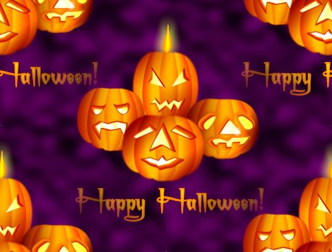 Happy Halloween Purple Background Repeating
