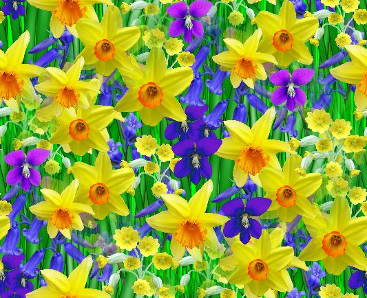 Spring Flowers Seamless Repeating Background Image
