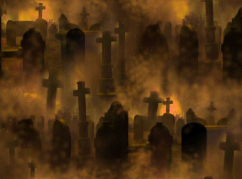 Graveyard Seamless Repeating Background Fire
