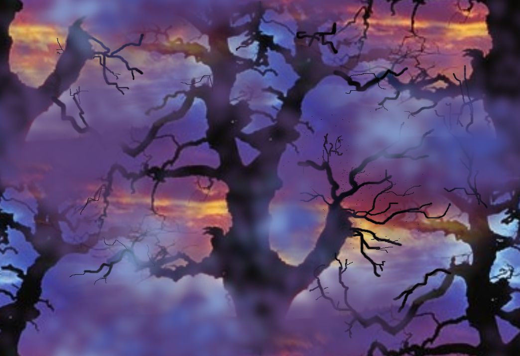 Vampire Spooky Tree Seamless Repeating Background Large