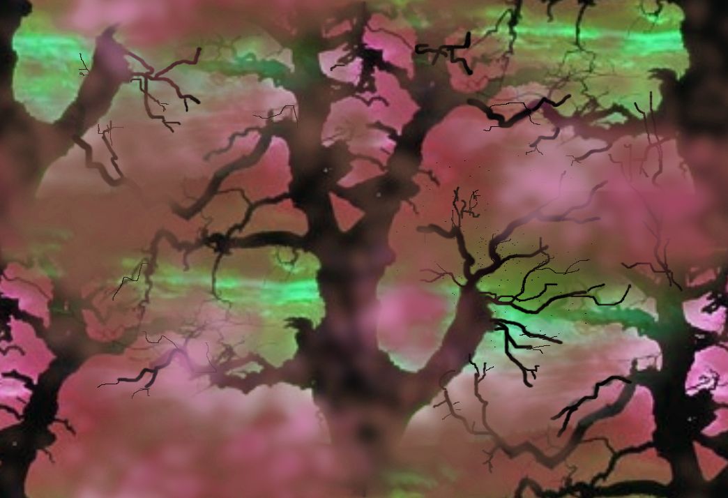 Spooky Trees Seamless Repeating Background Image Large Green & Rose
