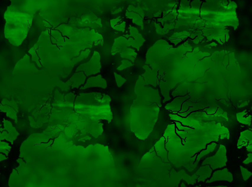 Spooky Trees Green Seamless Repeating Background 