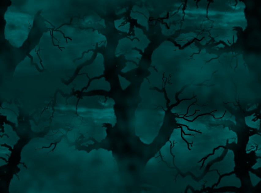Spooky Trees Jade & Black Seamless Repeating Background