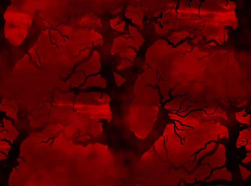 Spooky Trees Red & Black Seamless Repeating Background Image