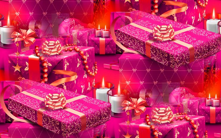  Christmas Presents Pink Seamless Repeating Background Image