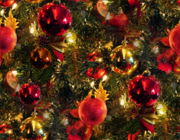 Christmas Tree Baubles Seamless Repeating Background Image 