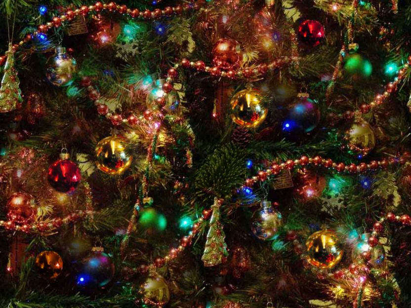 Christmas Tree Colorful Decorated Background Seamless Repeating